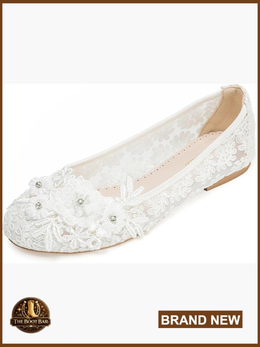 Lace Floral Flat Wedding Shoes Elegant Rhinestone Flower Bridal Flats